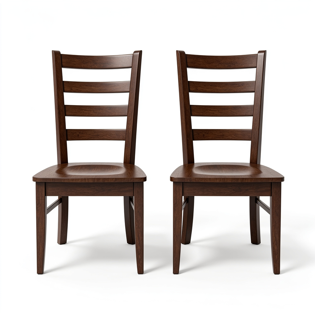 Jekaro East West Furniture LYC-ESP-W Lynfield Dining Chairs - Ladder Back Wood Seat Kitchen Chairs, Set of 2, Espresso