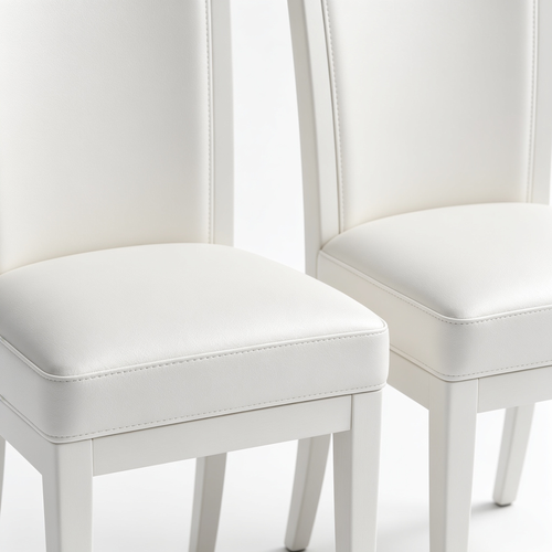Jekaro Giantex Dining Room Chairs Set of 2 White, Wooden Farmhouse Kitchen Chairs with Rubber Wood Seat, Acacia Wood Legs, Max Load 360 Lbs, Heavy Duty Wood Armless Dining Chairs with High Back