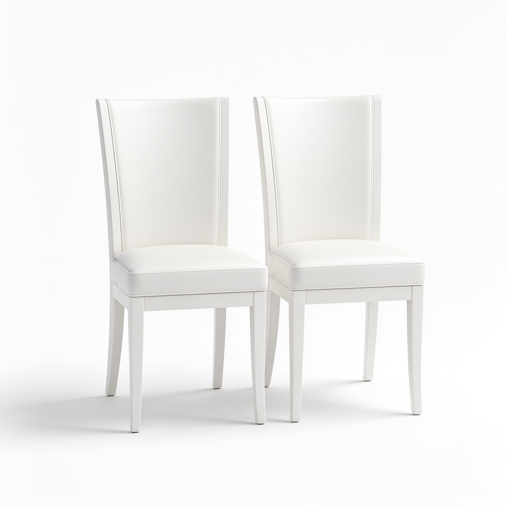 Jekaro Giantex Dining Room Chairs Set of 2 White, Wooden Farmhouse Kitchen Chairs with Rubber Wood Seat, Acacia Wood Legs, Max Load 360 Lbs, Heavy Duty Wood Armless Dining Chairs with High Back