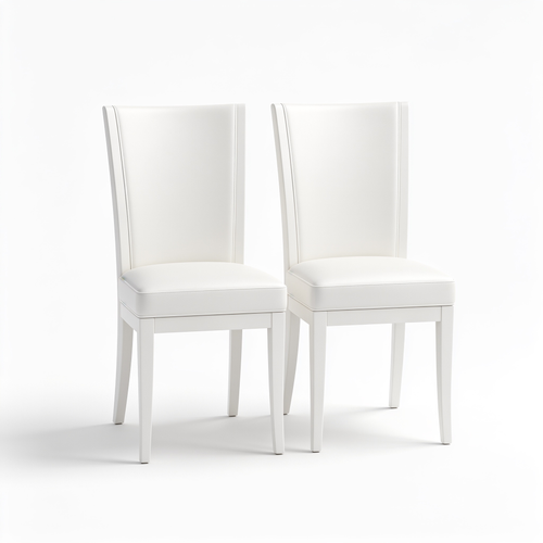 Jekaro Giantex Dining Room Chairs Set of 2 White, Wooden Farmhouse Kitchen Chairs with Rubber Wood Seat, Acacia Wood Legs, Max Load 360 Lbs, Heavy Duty Wood Armless Dining Chairs with High Back